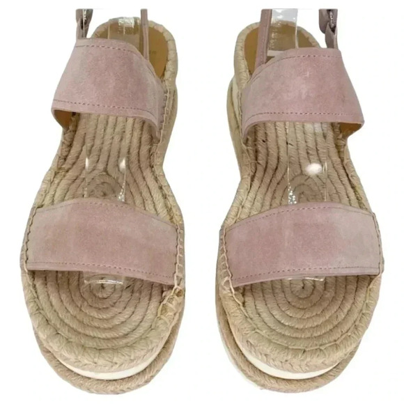 Marc Fisher LTD Platform Sandals 10M Gallia Pink Suede Jute Wrapped Slingback - Picture 7 of 13